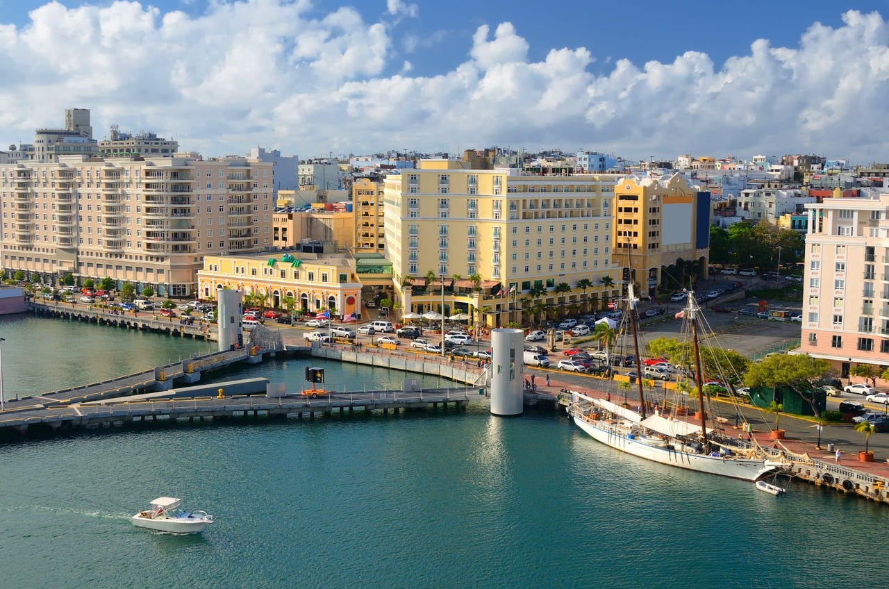 San Juan harbor with condos and sailboats